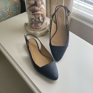 Talbots Navy leather flats.